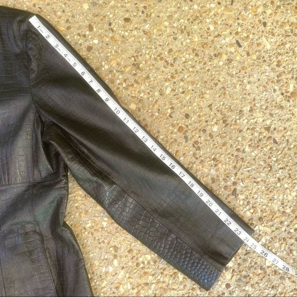 NY & Co Black Leather Lizard Embossed Jacket L - Picture 7 of 10